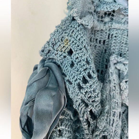 Magnolia Pearl Teal Crochet Silk Ribbon Patchwork Overalls ⭐️Please Read - Picture 8 of 16